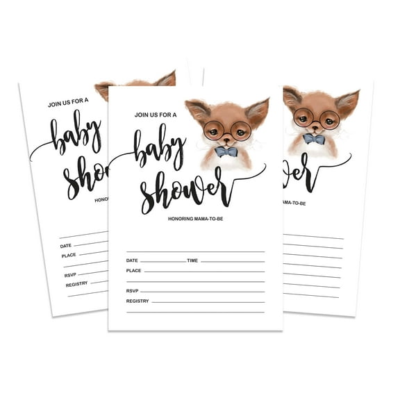 Inkdotpot 30 Fill In StyleBaby Shower Invitation Cards Fox Jungle Animals Blank Invites