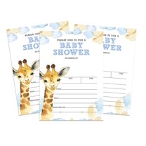 Inkdotpot 30 Fill In StyleBaby Shower Invitation Cards Giraffe Jungle Animals Blank Invites