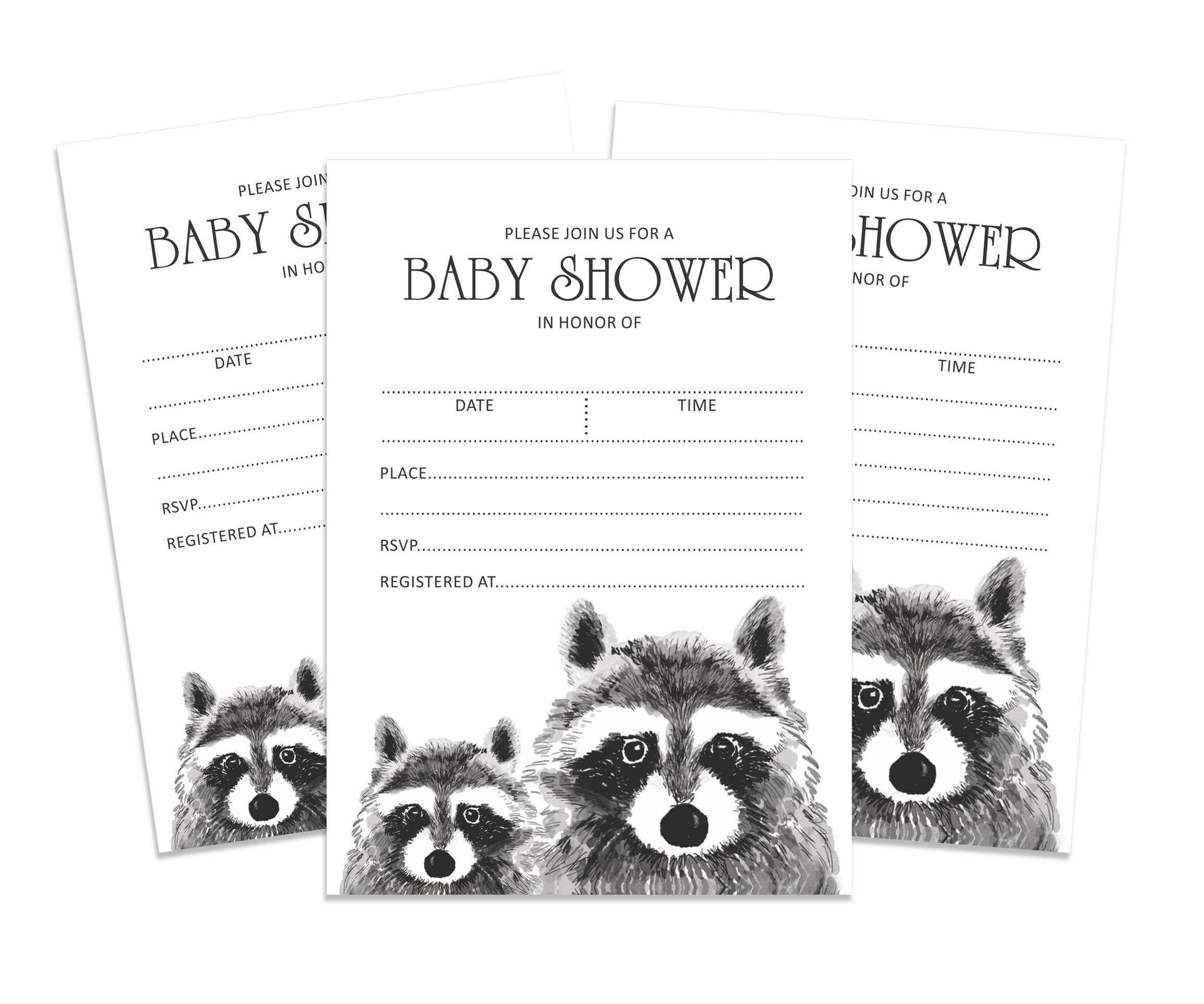 Inkdotpot 30 Fill In StyleBaby Shower Invitation Cards Jungle Animals Gender Neutral Blank Invites