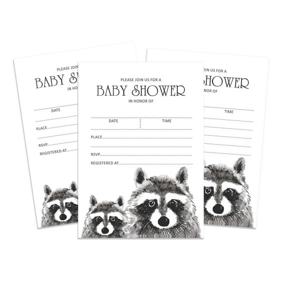 Inkdotpot 30 Fill In StyleBaby Shower Invitation Cards Jungle Animals Gender Neutral Blank Invites