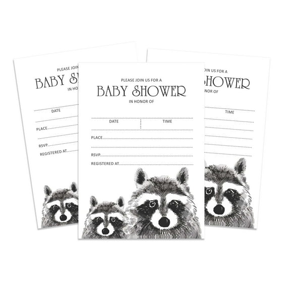 Inkdotpot 30 Fill In StyleBaby Shower Invitation Cards Jungle Animals Gender Neutral Blank Invites