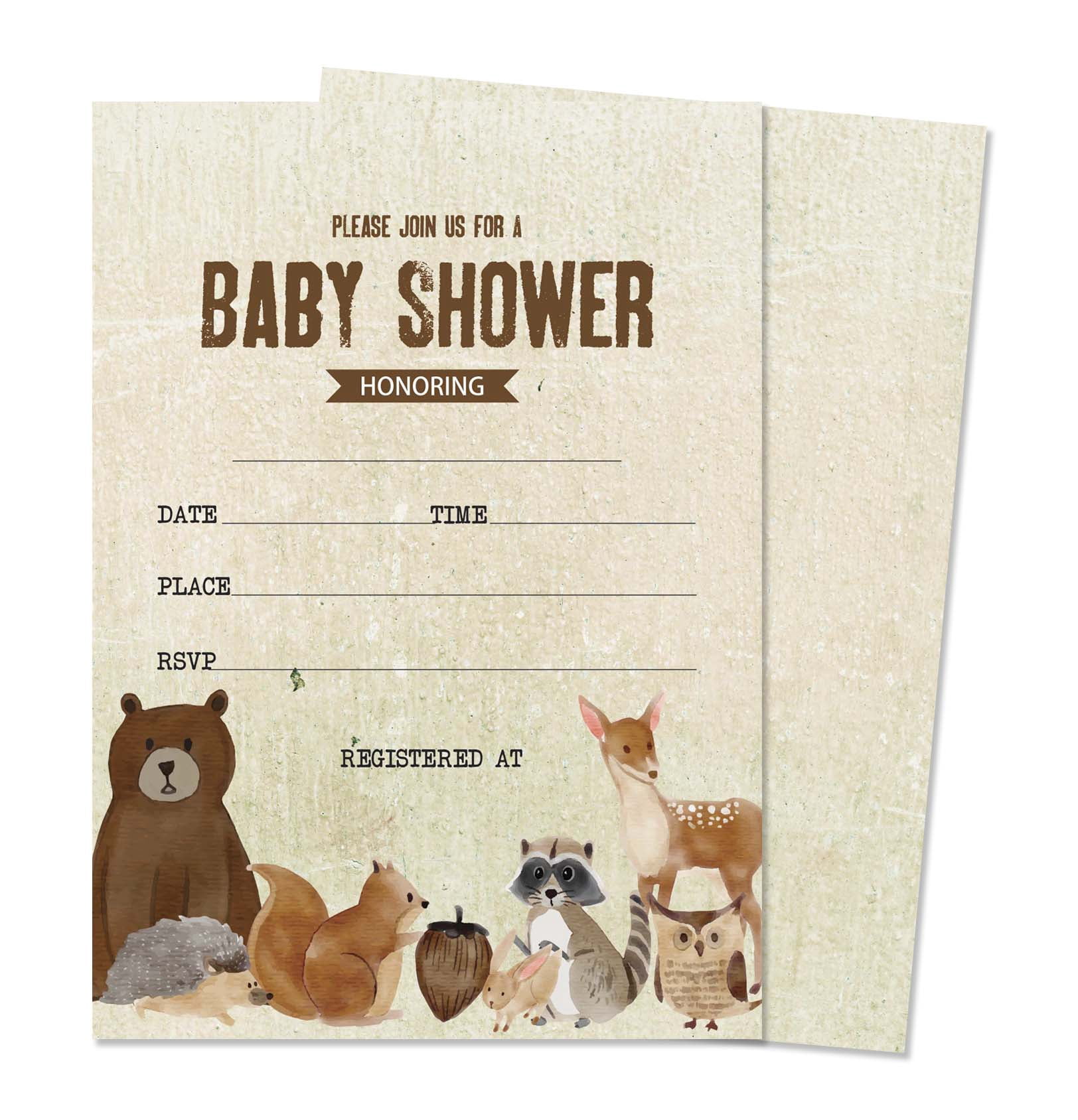 Inkdotpot 30 Fill In StyleBaby Shower Invitation Cards Jungle Animals Gender Neutral Blank Invites