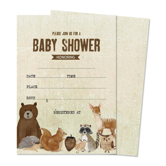 Inkdotpot 30 Fill In StyleBaby Shower Invitation Cards Jungle Animals Gender Neutral Blank Invites