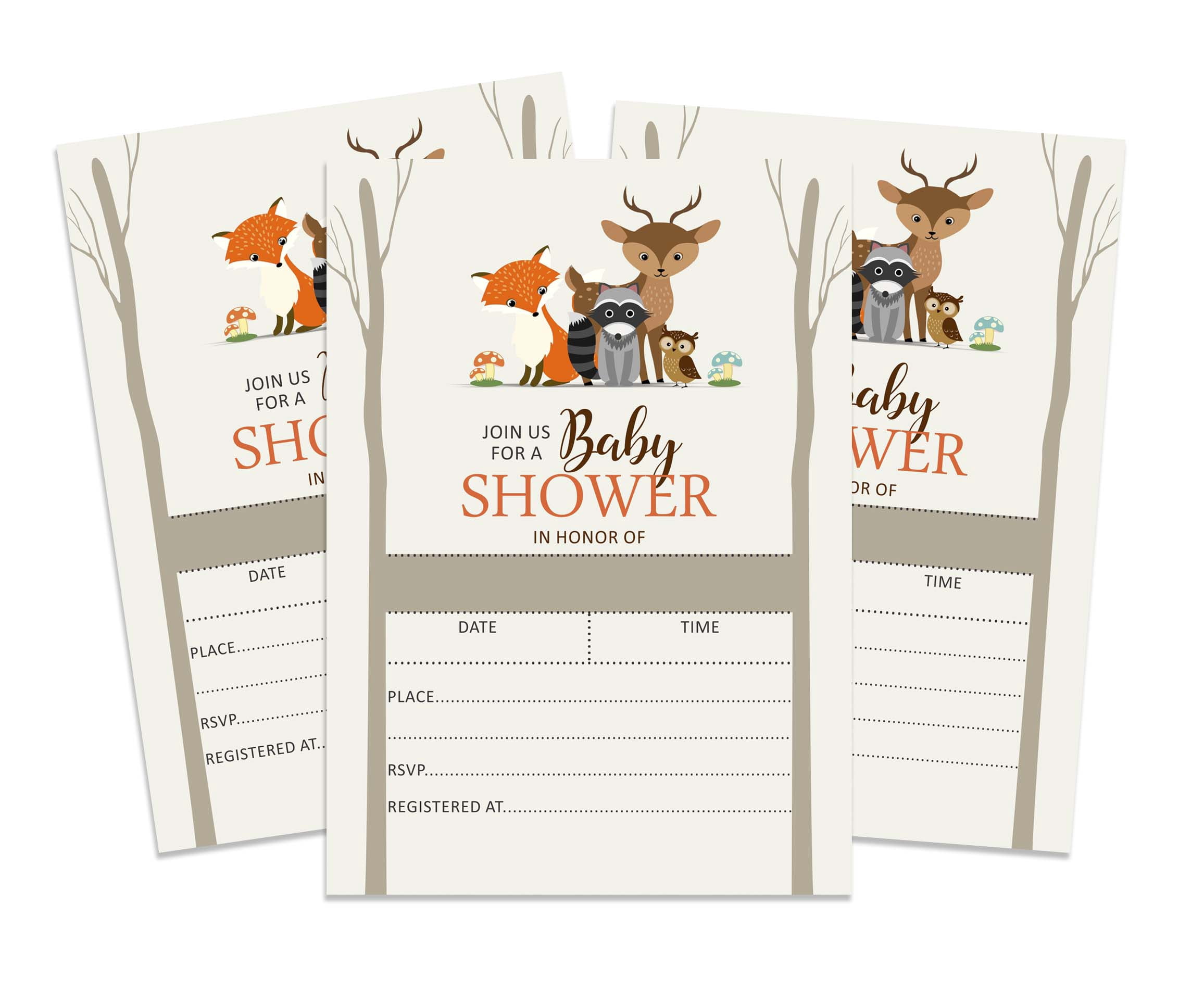 Inkdotpot 30 Fill In StyleBaby Shower Invitation Cards Jungle Animals Gender Neutral Blank Invites
