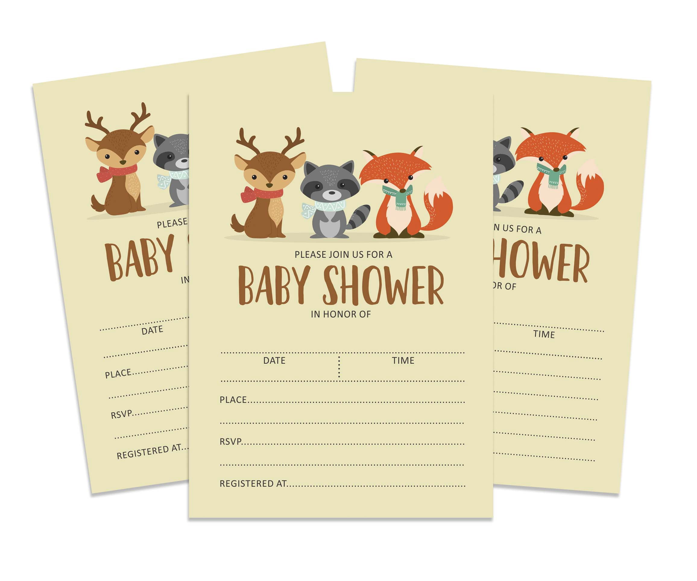 Inkdotpot 30 Fill In StyleBaby Shower Invitation Cards Jungle Animals Gender Neutral Blank Invites