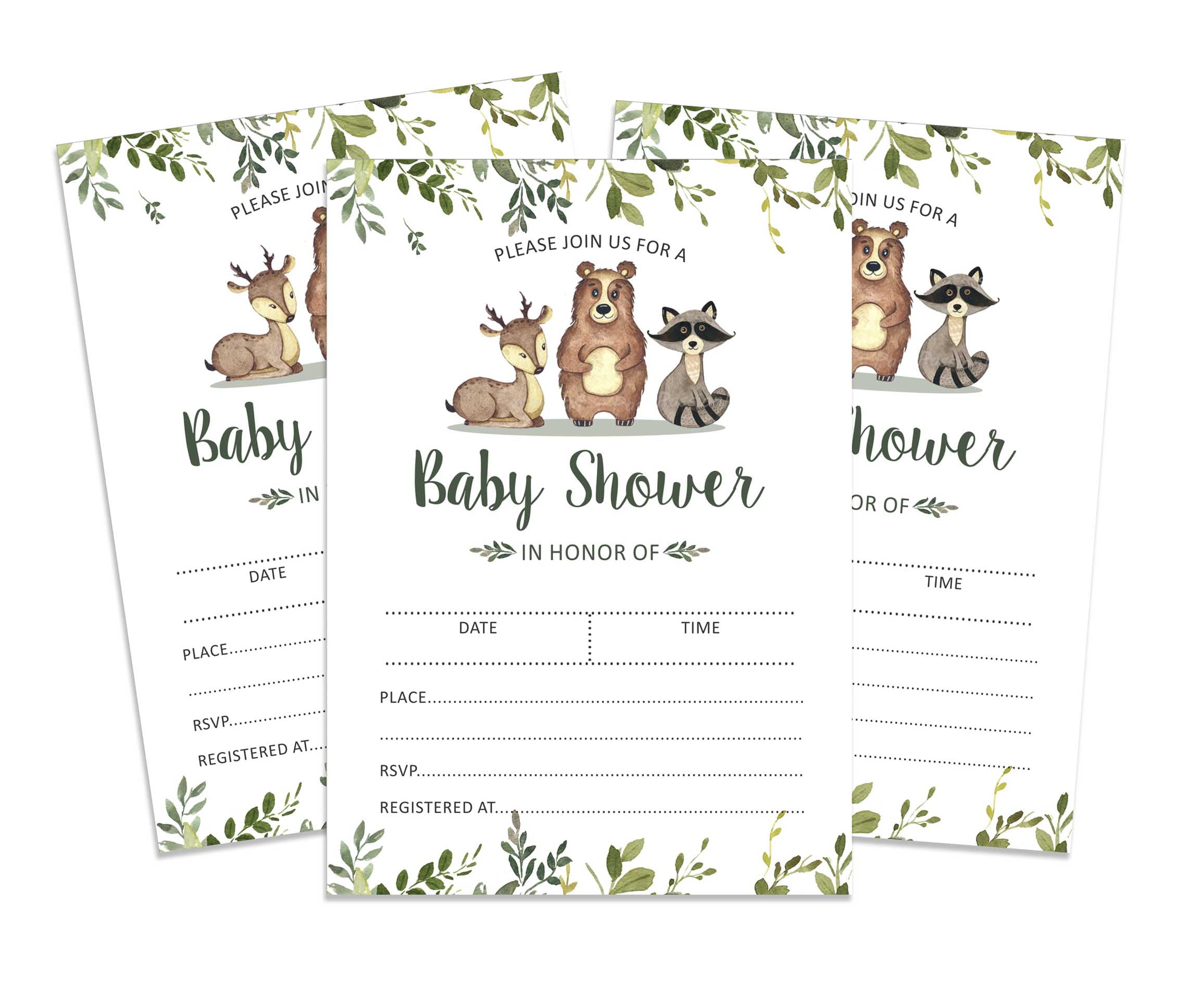 Inkdotpot 30 Fill In StyleBaby Shower Invitation Cards Jungle Animals Gender Neutral Blank Invites