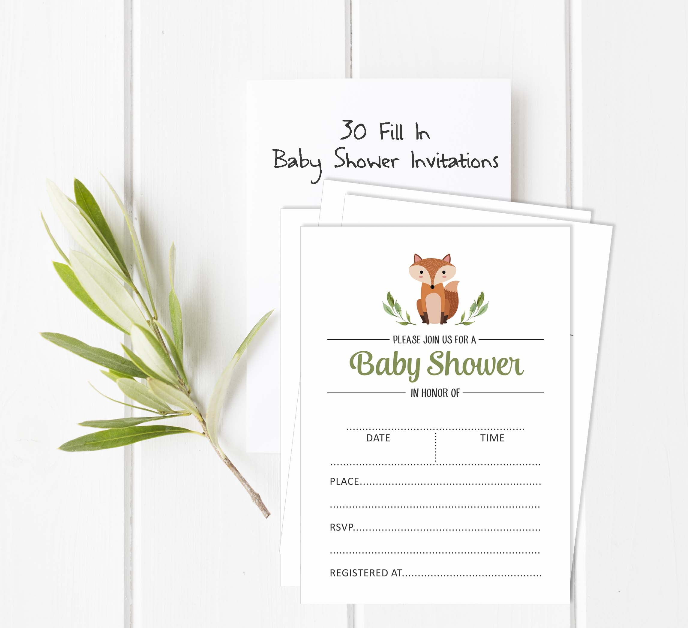 Inkdotpot 30 Fill In StyleBaby Shower Invitation Cards Jungle Animals Gender Neutral Blank Invites