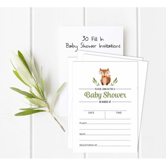 Inkdotpot 30 Fill In StyleBaby Shower Invitation Cards Jungle Animals Gender Neutral Blank Invites