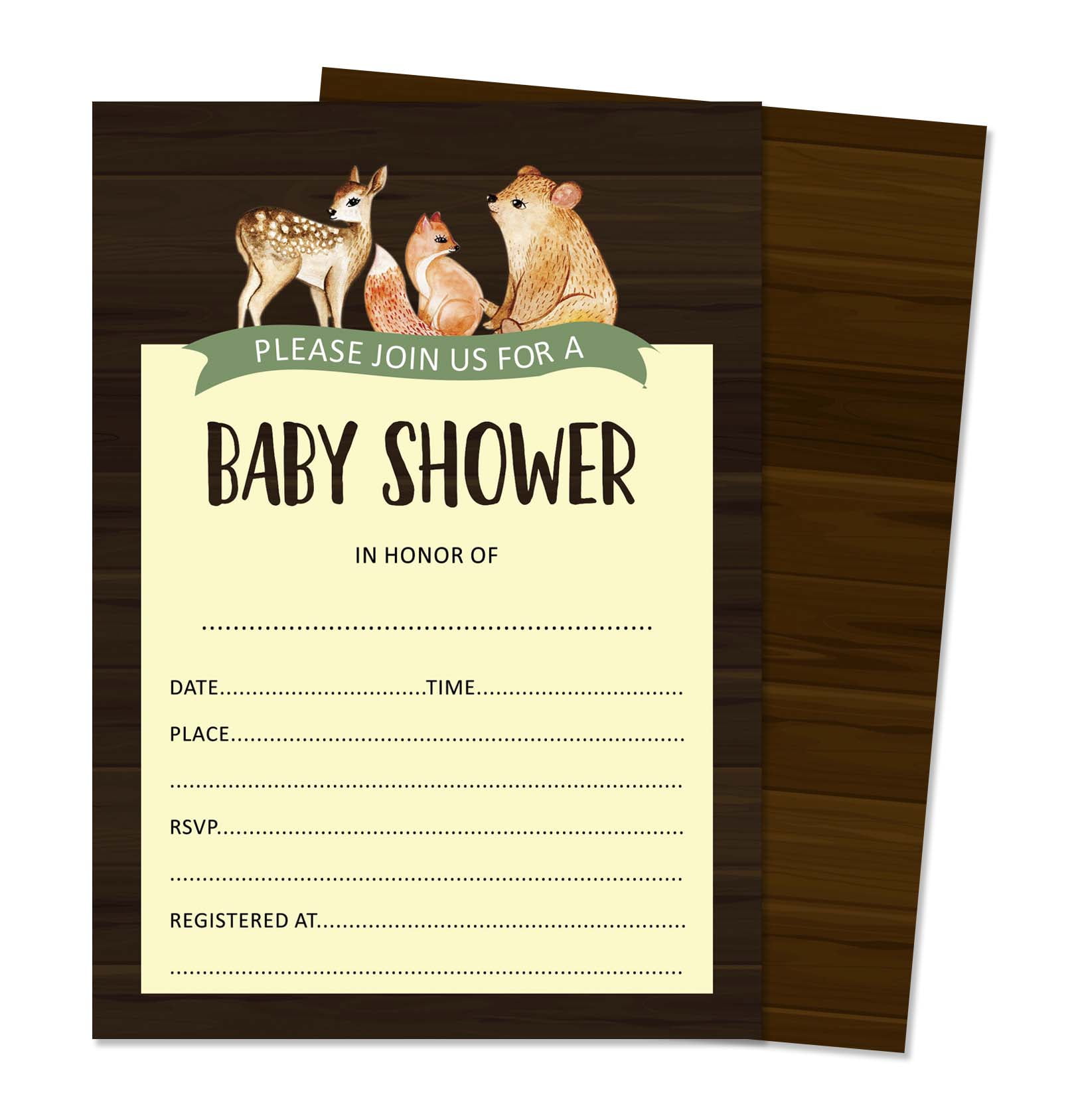 Inkdotpot 30 Fill In StyleBaby Shower Invitation Cards Jungle Animals Its a Boy Its a Girl Blank Invites
