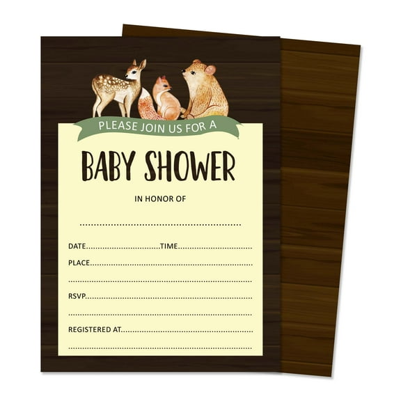 Inkdotpot 30 Fill In StyleBaby Shower Invitation Cards Jungle Animals Its a Boy Its a Girl Blank Invites