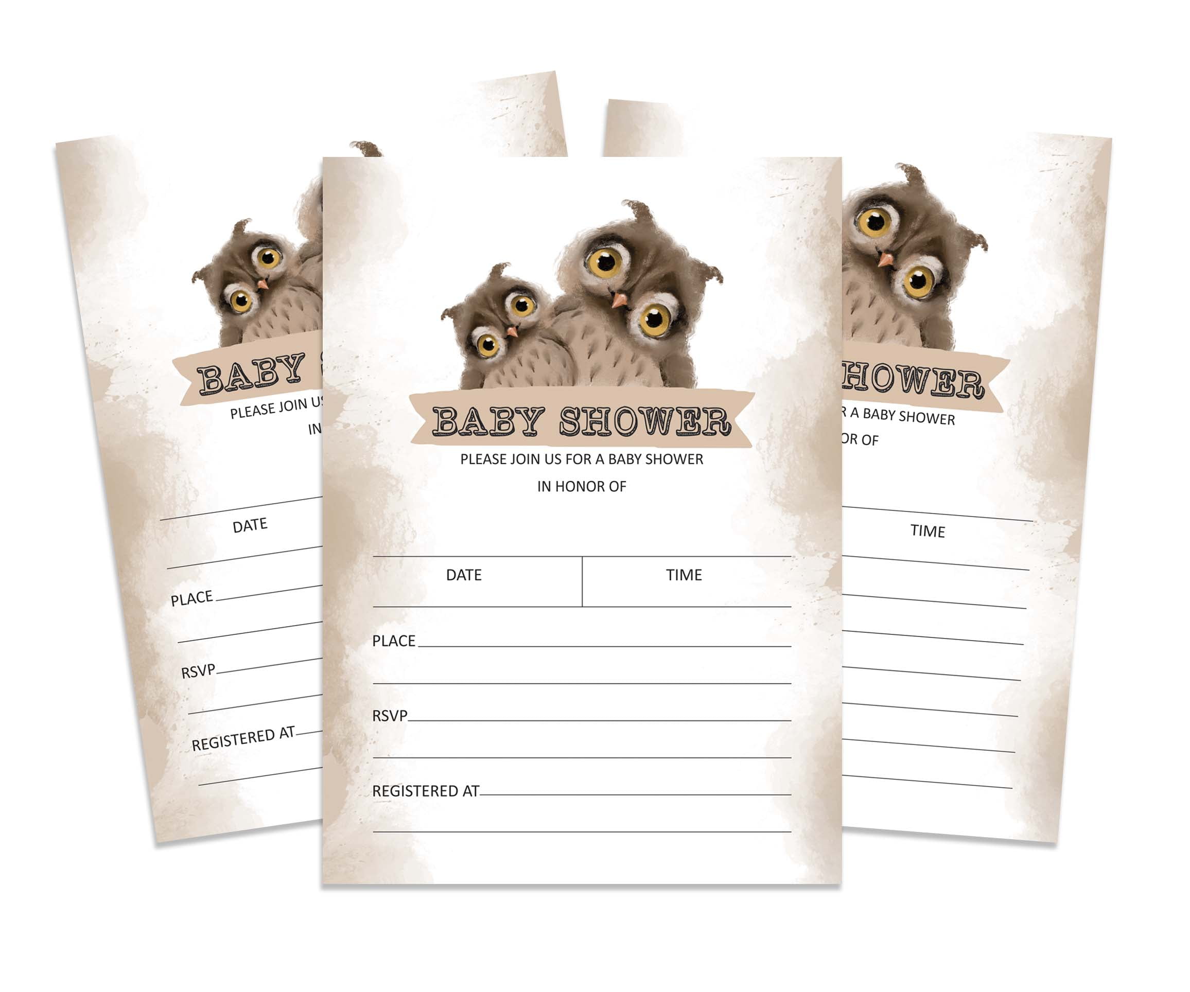 Inkdotpot 30 Fill In StyleBaby Shower Invitation Cards Owl Bird Blank Invites