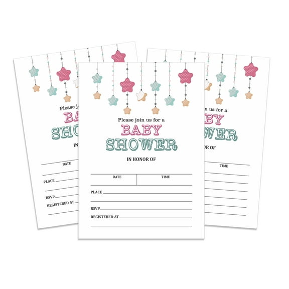 Inkdotpot 30 Fill In StyleBaby Shower Invitation Cards Twinkle Twinkle Little Star Gender Neutral Blank Invites