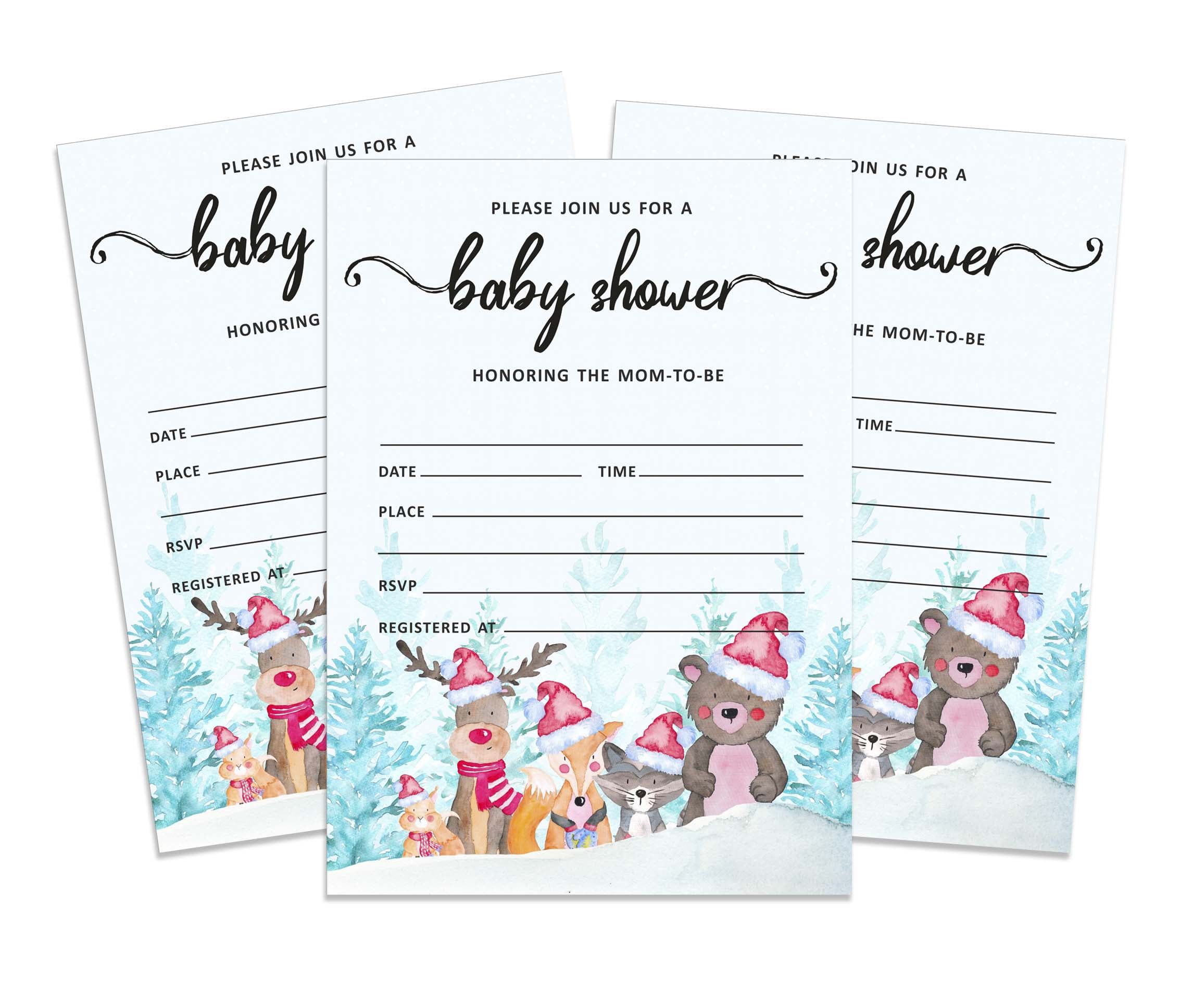 Inkdotpot 30 Fill In StyleBaby Shower Invitation Cards Winter Jungle Theme Gender Neutral Blank Invites