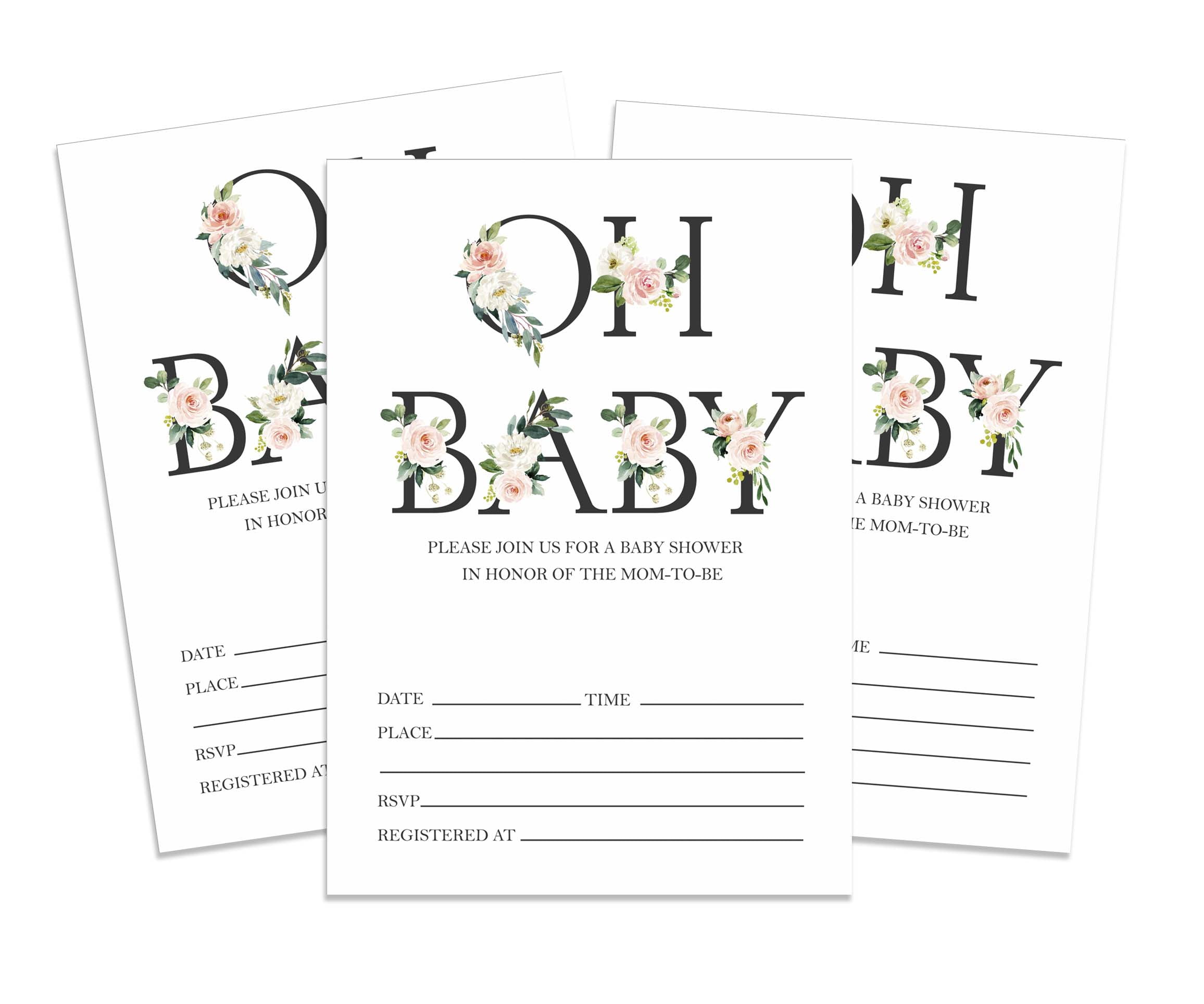 Inkdotpot 30 Gender Neutral Baby Shower Invitation Cards Oh Baby Fill In Blank Invites