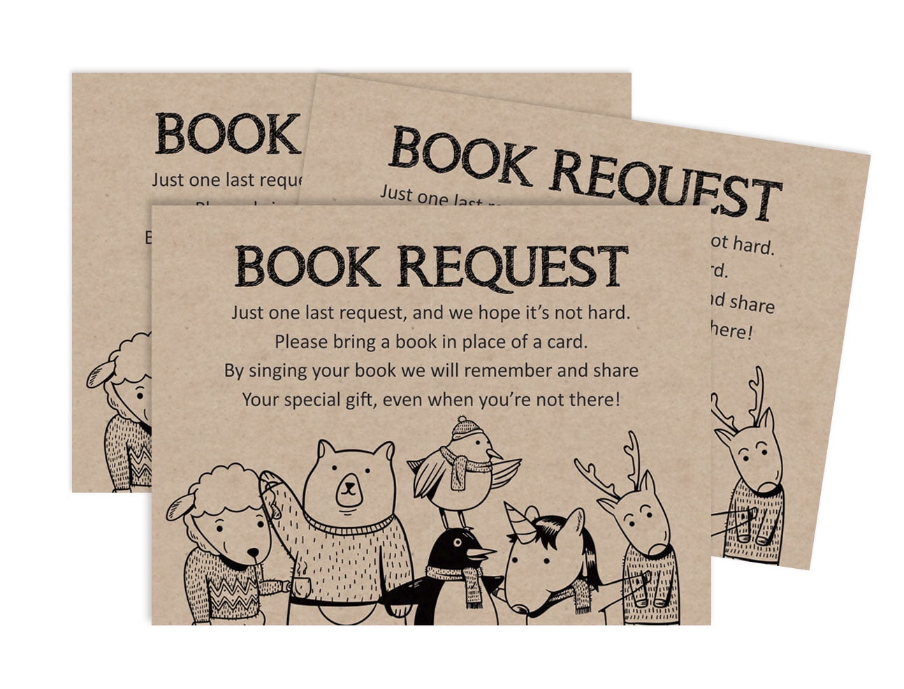 Inkdotpot 30 Kraft Books For Baby Shower Request Cards Bring A Book Instead Of A Card Jungle Animals Gender Neutral Baby Shower Invitations Inserts Games