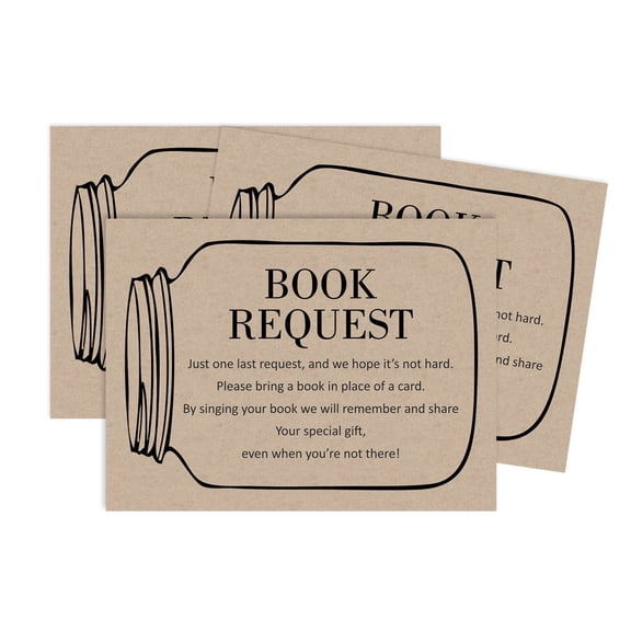 Inkdotpot 30 Kraft Books For Baby Shower Request Cards Bring A Book Instead Of A Card Gender Neutral Mason Jar Baby Shower Invitations Inserts Games