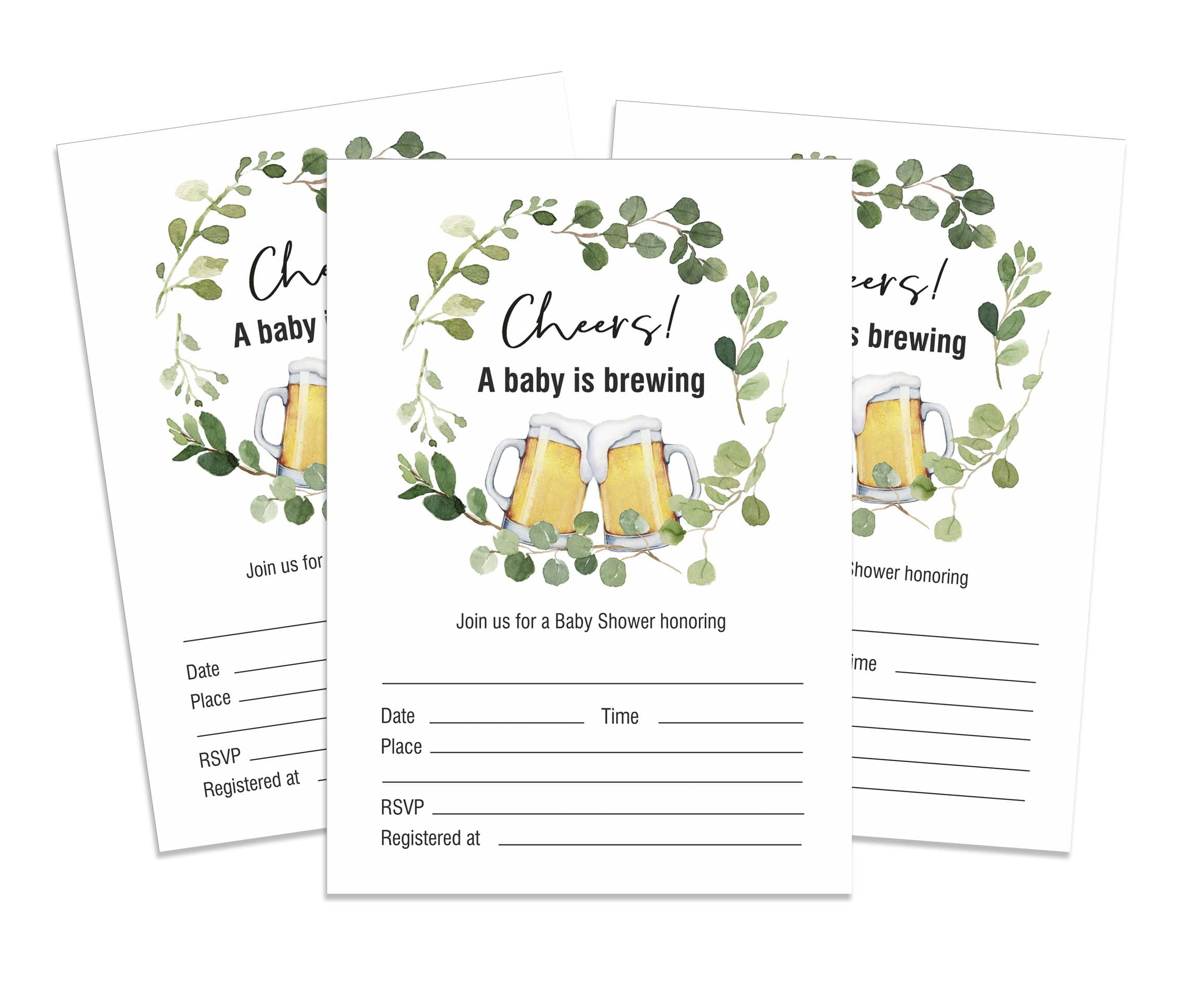 Inkdotpot 30A Baby is Brewing Gender Neutral Baby Shower Invitation Cards Cheers Fill In Blank Invites
