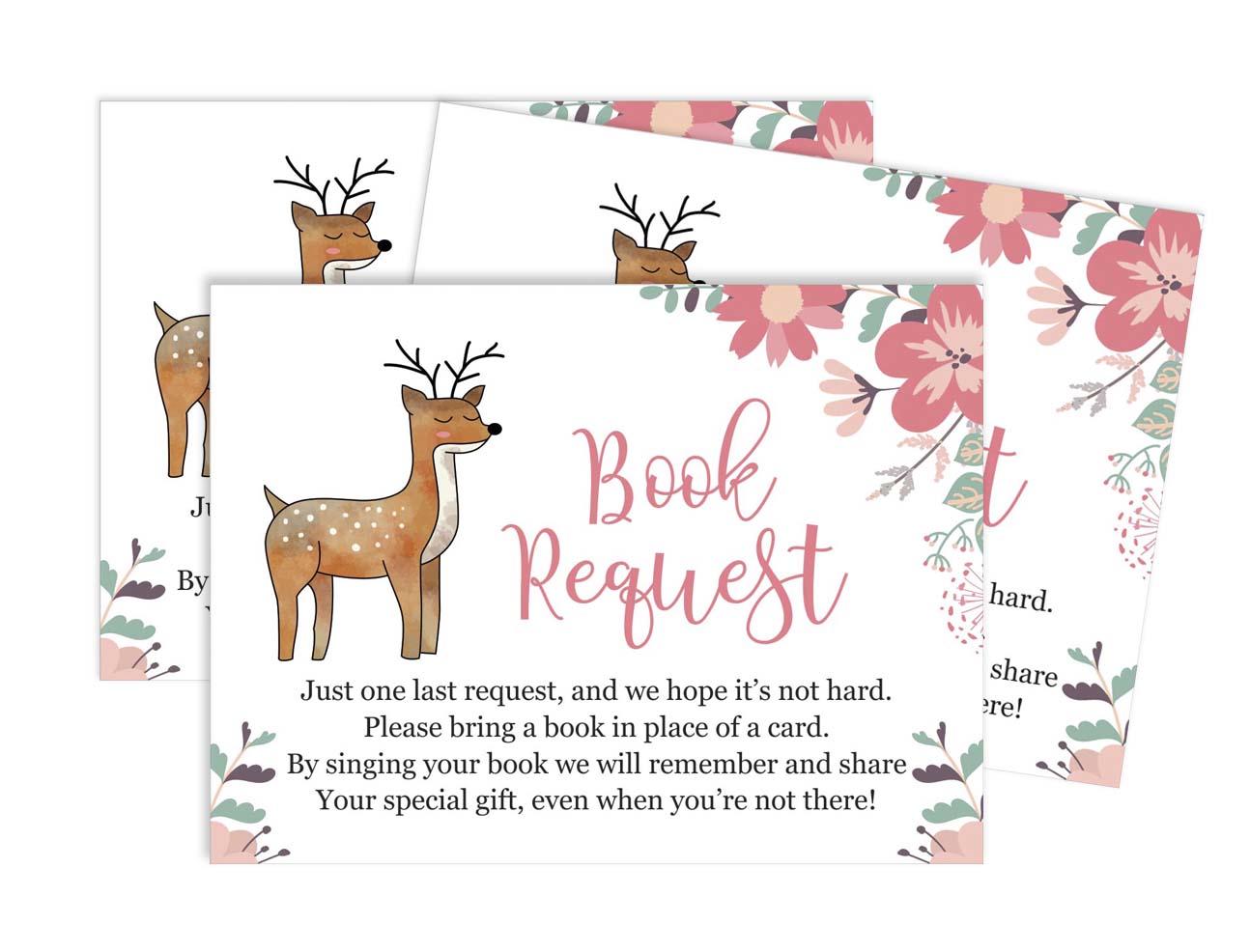 Inkdotpot 30AnimalsBaby Shower Book Request Cards-Bring A Book Instead Of A Card-Baby Shower Invitations Inserts Games