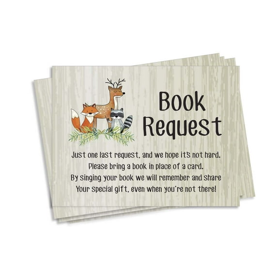 Inkdotpot 30AnimalsBaby Shower Book Request Cards-Bring A Book Instead Of A Card-Baby Shower Invitations Inserts Games