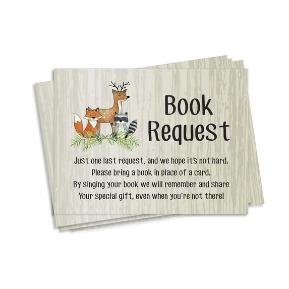 Inkdotpot 30AnimalsBaby Shower Book Request Cards-Bring A Book Instead Of A Card-Baby Shower Invitations Inserts Games
