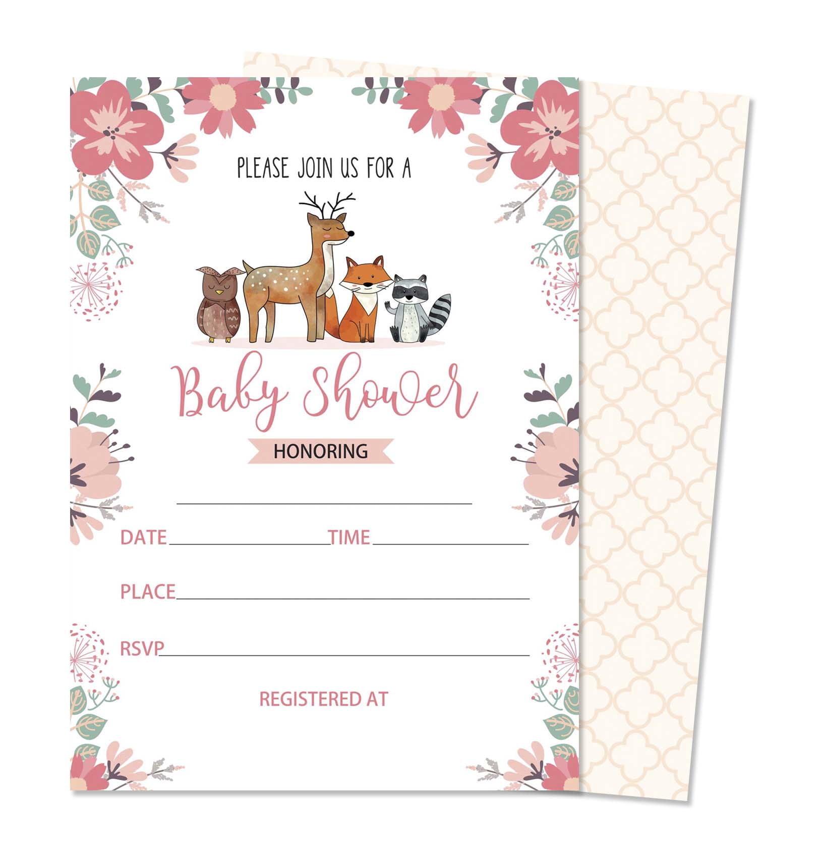 Inkdotpot 30AnimalsBaby Shower Invitation Cards-Gender Neutral-Fill In The Blank Invites