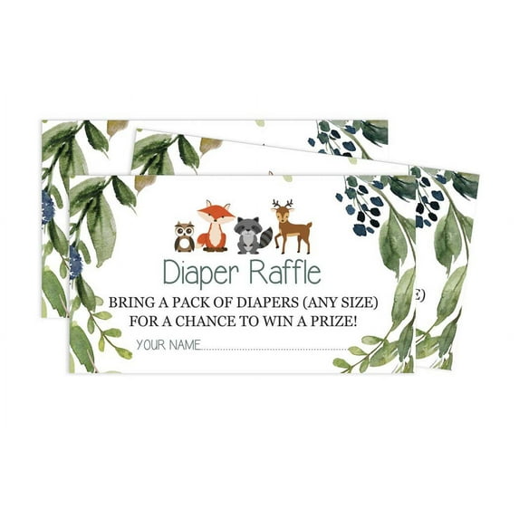 Inkdotpot 30AnimalsBaby ShowerDiaper Raffle Ticket-Lottery Insert Cards-Supplies Games For Baby Shower Party-Bring A Pack Of Diapers To Win Favors-Gifts-And Prizes
