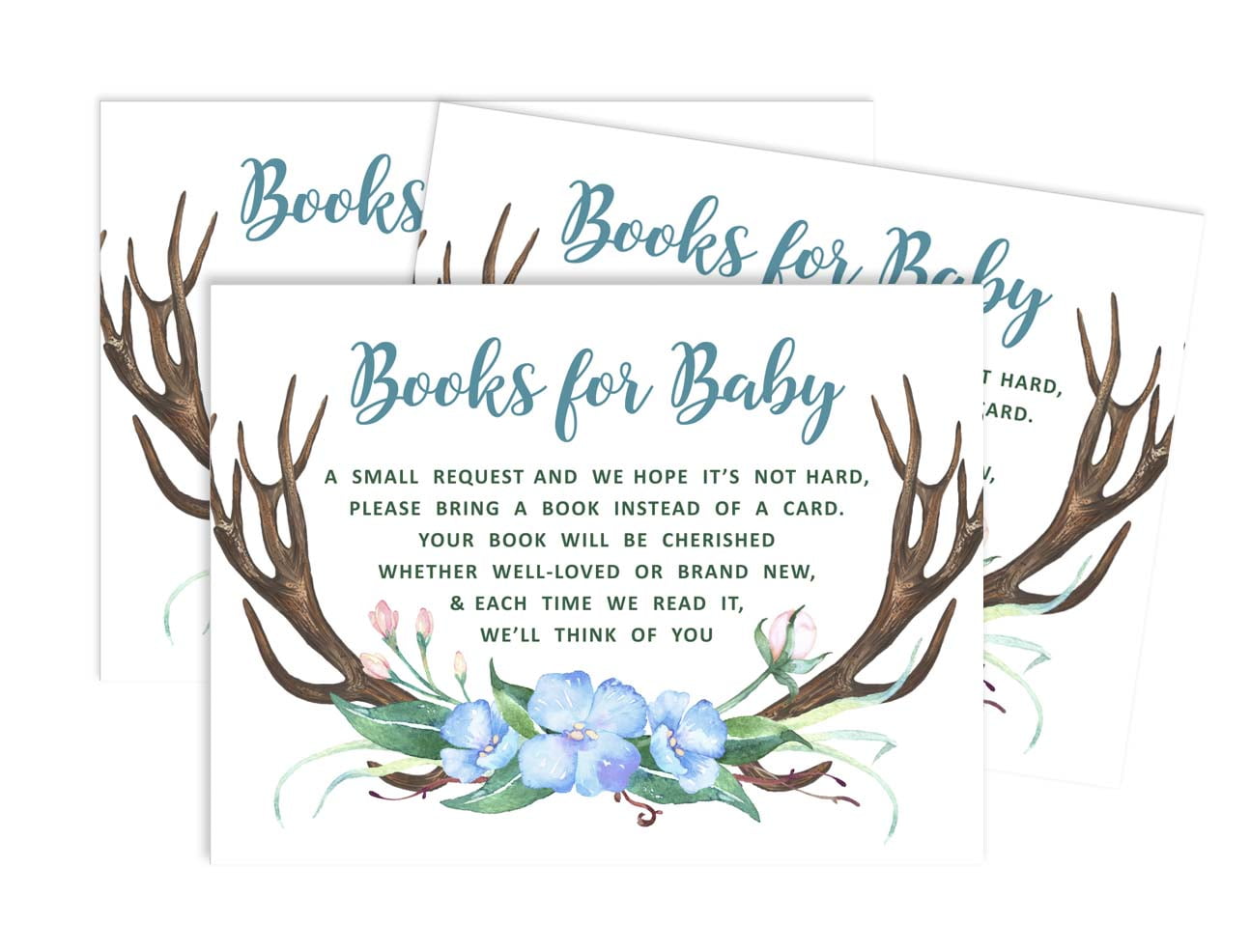 Inkdotpot 30Antler (Boy) Jungle Animals Baby Shower Book Request Cards Bring A Book Instead Of A Card Baby Shower Invitations Inserts Games
