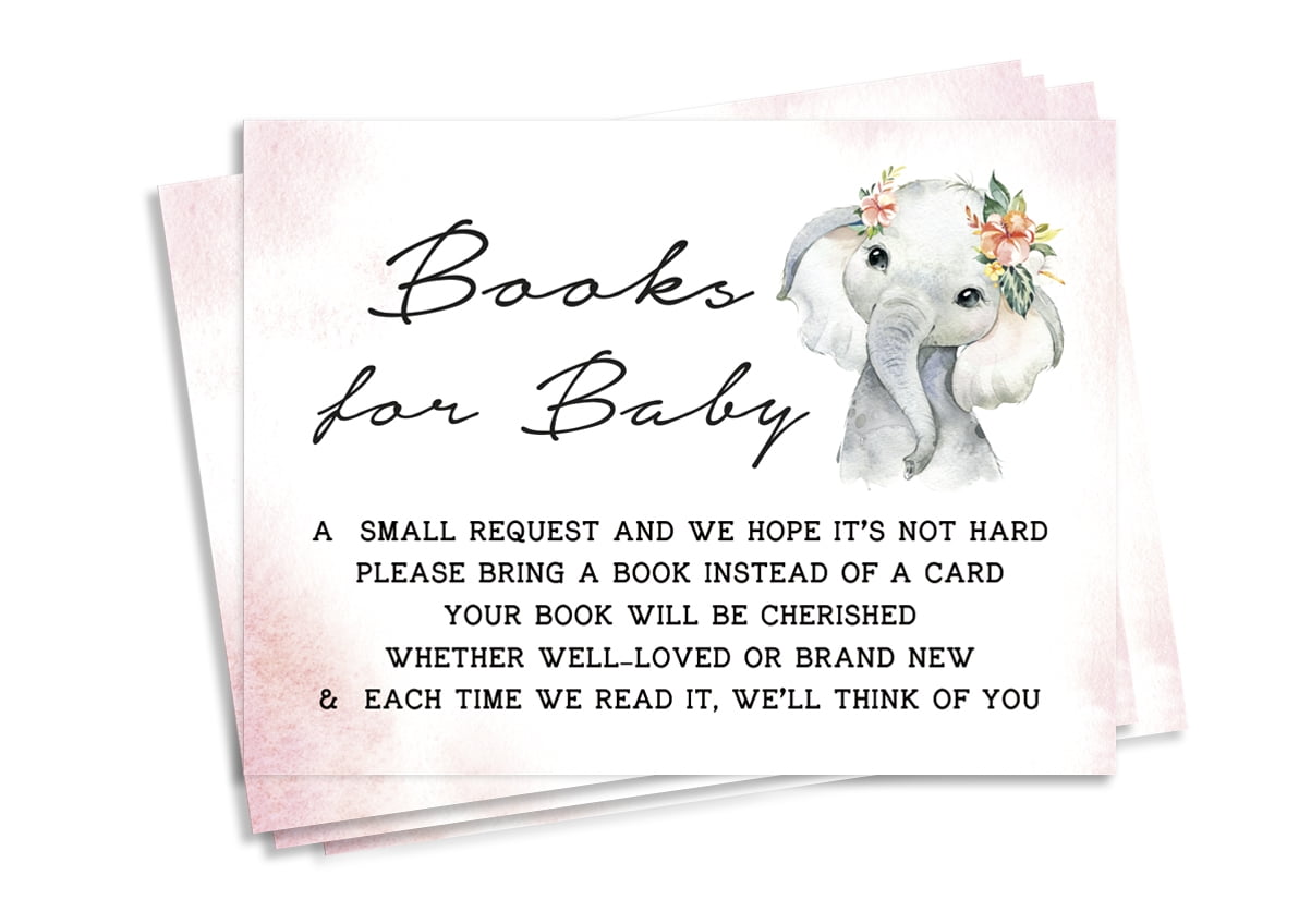 Inkdotpot 30Baby Elephant Girl Jungle Animals Baby Shower Book Request Cards Bring A Book Instead Of A Card Baby Shower Invitations Inserts Games
