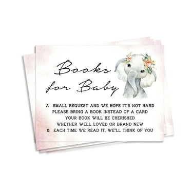 Inkdotpot 30Baby Elephant Girl Jungle Animals Baby Shower Book Request Cards Bring A Book Instead Of A Card Baby Shower Invitations Inserts Games