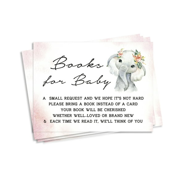 Inkdotpot 30Baby Elephant Girl Jungle Animals Baby Shower Book Request Cards Bring A Book Instead Of A Card Baby Shower Invitations Inserts Games