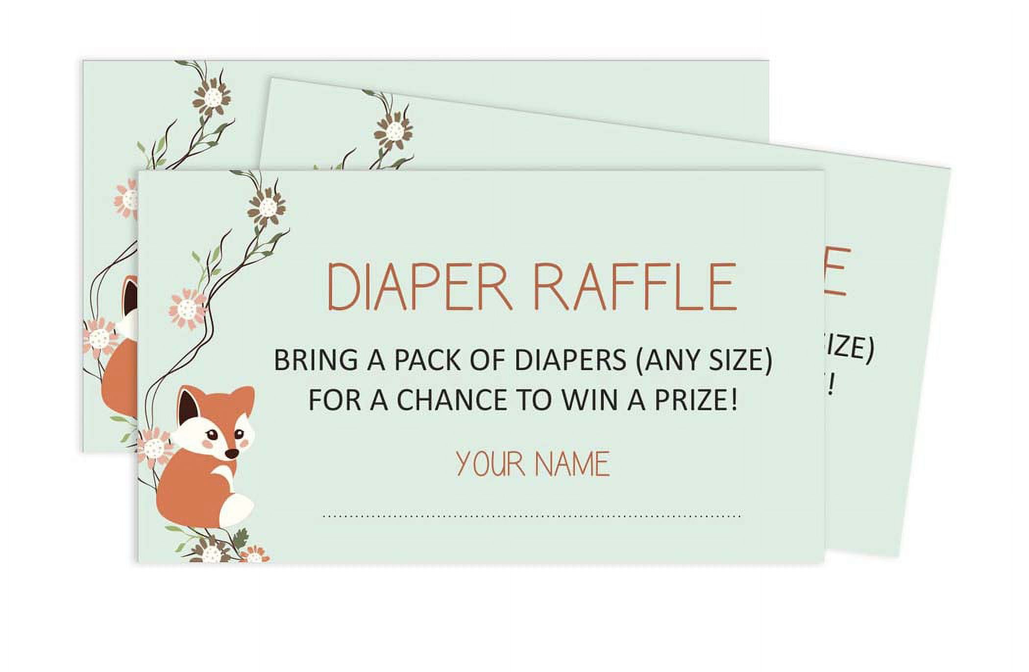 Inkdotpot 30Baby ShowerDiaper Raffle Ticket-Lottery Insert Cards-Supplies Games For Baby Shower Party-AnimalsBring A Pack Of Diapers To Win Favors-Gifts-And Prizes