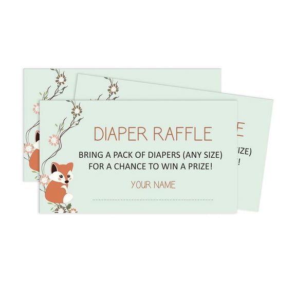 Inkdotpot 30Baby ShowerDiaper Raffle Ticket-Lottery Insert Cards-Supplies Games For Baby Shower Party-AnimalsBring A Pack Of Diapers To Win Favors-Gifts-And Prizes