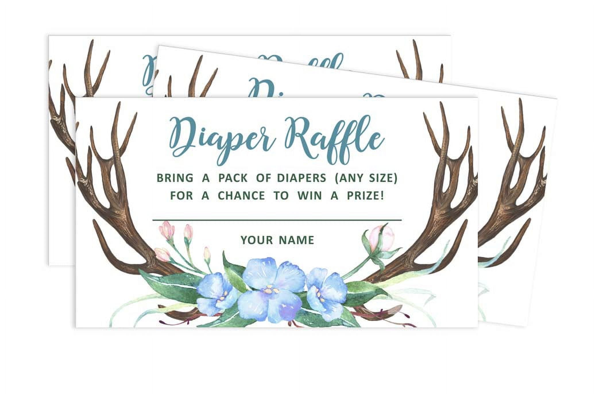 Inkdotpot 30Baby ShowerDiaper Raffle Ticket Lottery Insert Cards Supplies Games For Baby Shower Party Antler (Boy) Jungle Animals Bring A Pack Of Diapers To Win Favors Gifts And Prizes