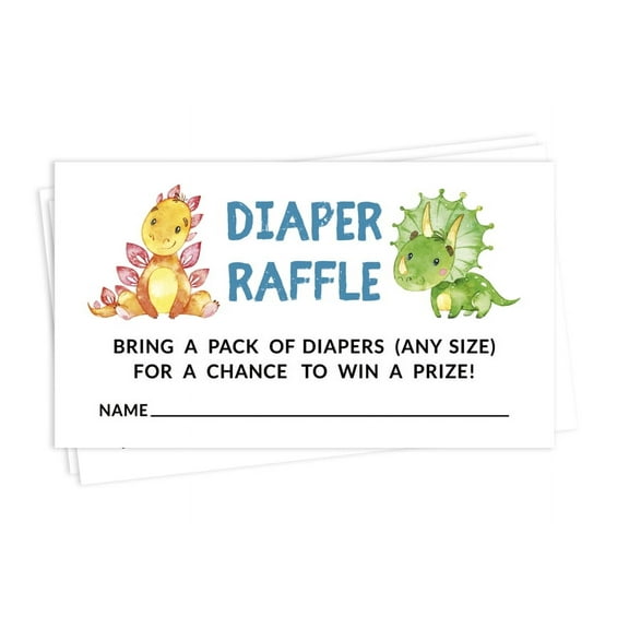 Inkdotpot 30Baby ShowerDiaper Raffle Ticket Lottery Insert Cards Supplies Games For Baby Shower Party Dinosaur Jungle Animals Bring A Pack Of Diapers To Win Favors Gifts And Prizes