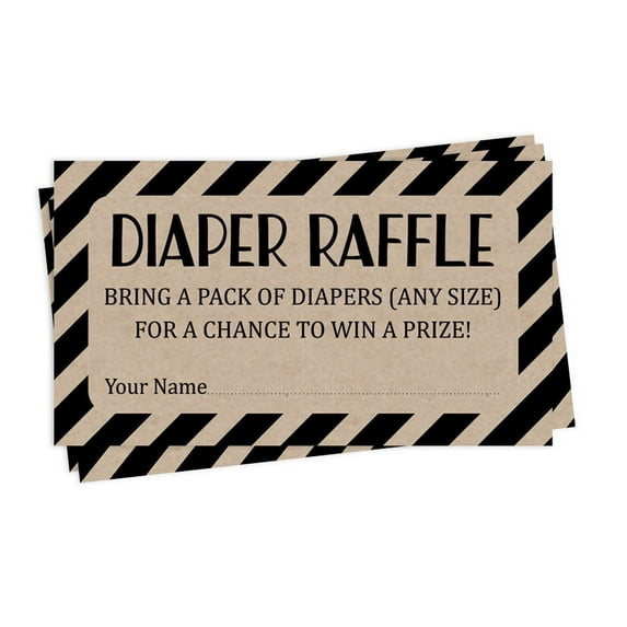 Inkdotpot 30Baby ShowerDiaper Raffle Ticket Lottery Insert Cards Supplies Games For Baby Shower Party Gender Reveal Bring A Pack Of Rustic Diapers To Win Favors Gifts And Prizes