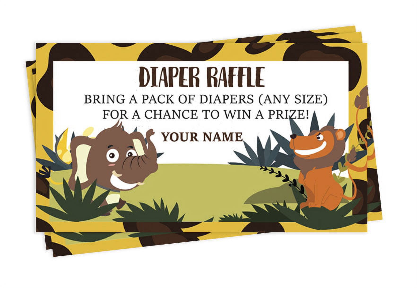 Inkdotpot 30Baby ShowerDiaper Raffle Ticket Lottery Insert Cards Supplies Games For Baby Shower Party Jungle Animals Bring A Pack Of Diapers To Win Favors Gifts And Prizes