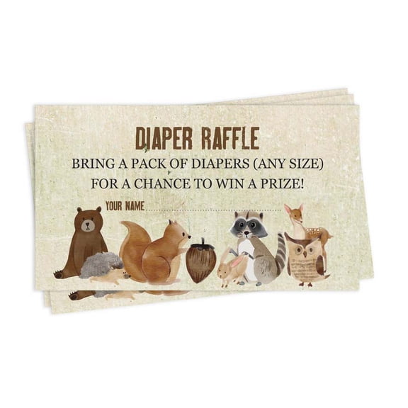 Inkdotpot 30Baby ShowerDiaper Raffle Ticket Lottery Insert Cards Supplies Games For Baby Shower Party Jungle Animals Bring A Pack Of Diapers To Win Favors Gifts And Prizes