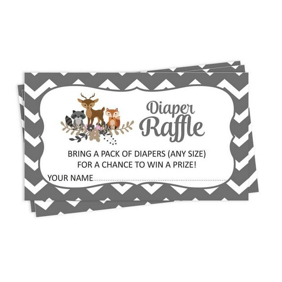 Inkdotpot 30Baby ShowerDiaper Raffle Ticket Lottery Insert Cards Supplies Games For Baby Shower Party Jungle Animals Bring A Pack Of Diapers To Win Favors Gifts And Prizes