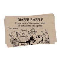 Inkdotpot 30Baby ShowerDiaper Raffle Ticket Lottery Insert Cards Supplies Games For Baby Shower Party Jungle Animals Bring A Pack Of Rustic Diapers To Win Favors Gifts And Prizes