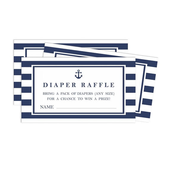 Inkdotpot 30Baby ShowerDiaper Raffle Ticket Lottery Insert Cards Supplies Games For Baby Shower Party Nautical Bring A Pack Of Diapers To Win Favors Gifts And Prizes