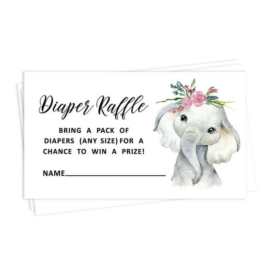 Inkdotpot 30Baby ShowerDiaper Raffle Ticket Lottery Insert Cards Supplies Games For Baby Shower Party Baby Elephant Girl Jungle Animals Bring A Pack Of Diapers To Win Favors Gifts And Prizes