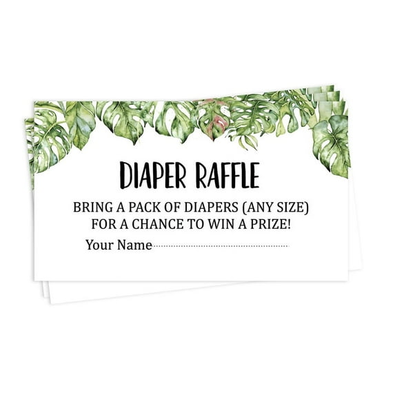 Inkdotpot 30Baby ShowerDiaper Raffle Ticket Lottery Insert Cards Supplies Games For Baby Shower Party Greenery Leaves Bring A Pack Of Diapers To Win Favors Gifts And Prizes