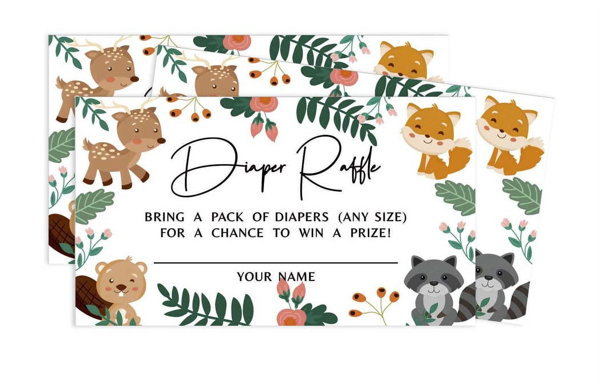 Inkdotpot 30Baby ShowerDiaper Raffle Ticket Lottery Insert Cards Supplies Games For Baby Shower Party Jungle Animals Bring A Pack Of Diapers To Win Favors Gifts And Prizes