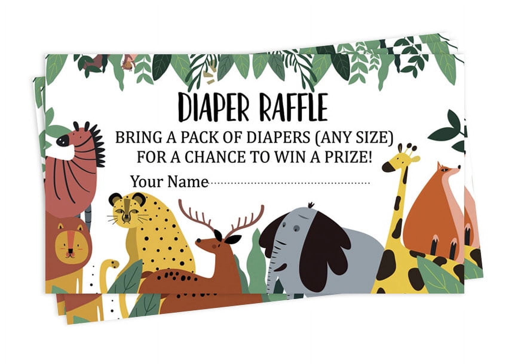 Inkdotpot 30Baby ShowerDiaper Raffle Ticket Lottery Insert Cards Supplies Games For Baby Shower Party Jungle Animals Bring A Pack Of Diapers To Win Favors Gifts And Prizes