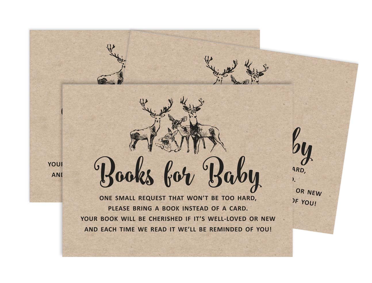 Inkdotpot 30Deer Jungle Animals Baby Shower Rustic Book Request Cards Bring A Book Instead Of A Card Baby Shower Invitations Inserts Games