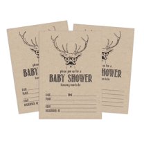 Inkdotpot 30Deer Jungle Animals Baby Shower Rustic Invitation Cards Gender Neutral Fill In Blank Invites