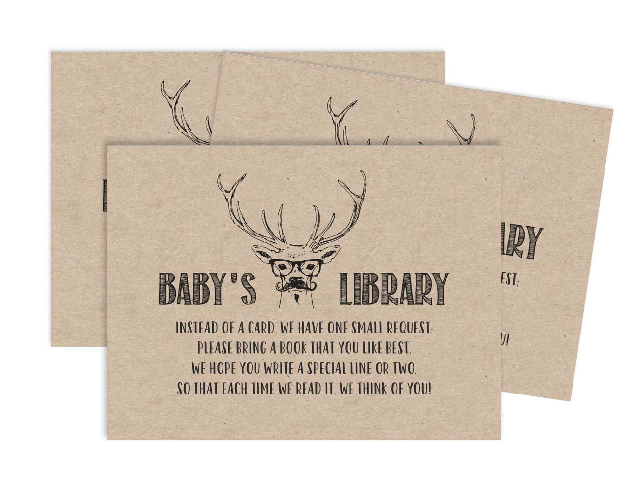 Inkdotpot 30Deer Jungle Animals Gender Neutral Baby Shower Rustic Book Request Cards Bring A Book Instead Of A Card Baby Shower Invitations Inserts Games