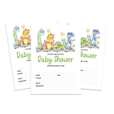 Inkdotpot 30Dinosaur Baby Shower Invitation Cards Jungle Animals Fill In Blank Invites