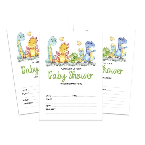 Inkdotpot 30Dinosaur Baby Shower Invitation Cards Jungle Animals Fill In Blank Invites