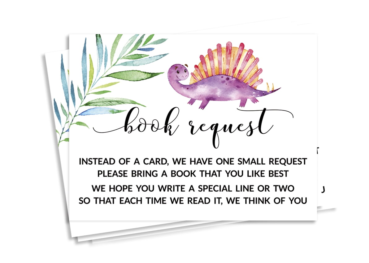 Inkdotpot 30Dinosaur Jungle Animals Baby Shower Book Request Cards Bring A Book Instead Of A Card Baby Shower Invitations Inserts Games